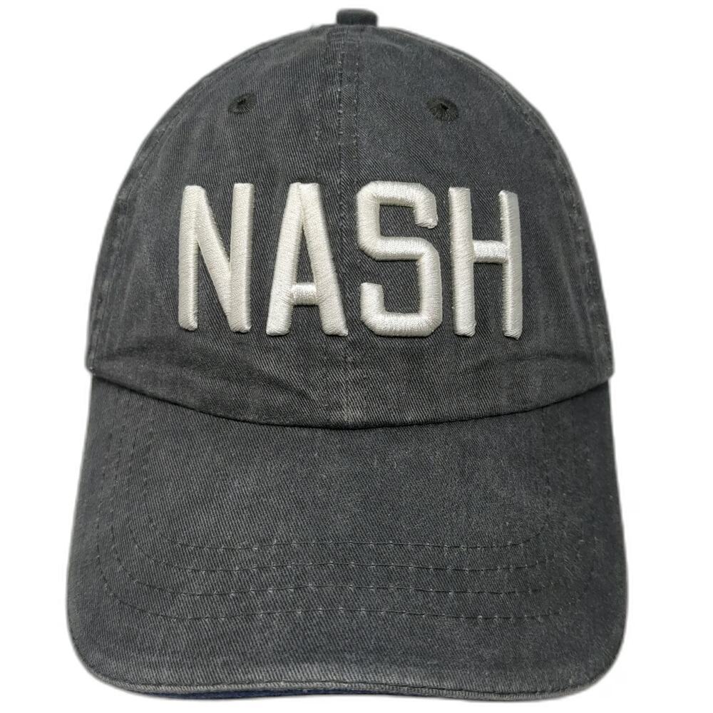 The Nash Collection Gray White Blue OSFM Baseball Cap NASH Logo Slideback Hat